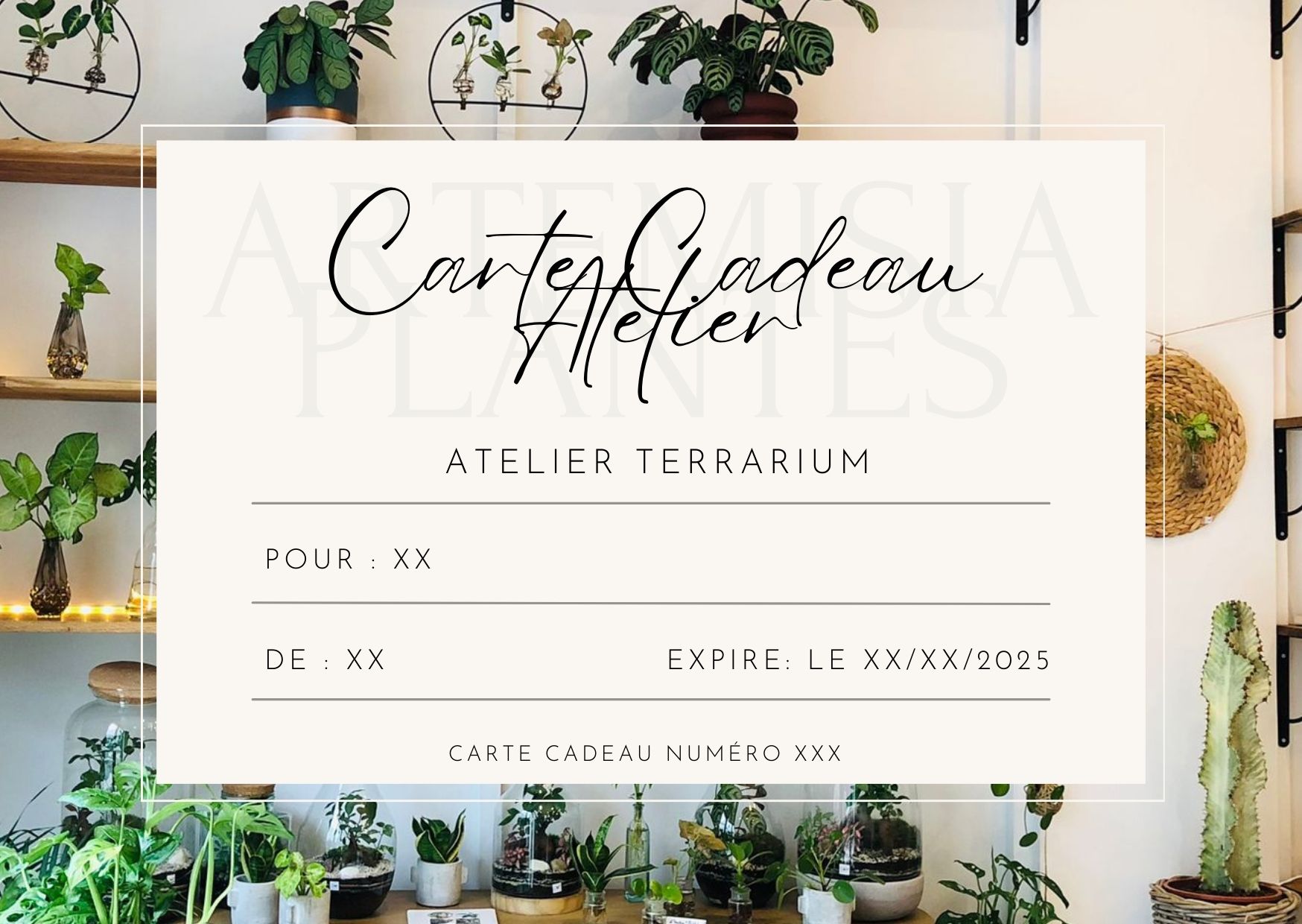 Carte Cadeau Atelier Terrarium Recto