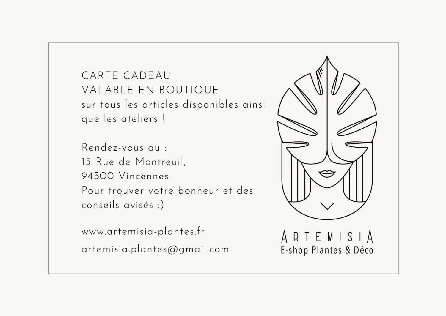 Carte Cadeau Verso